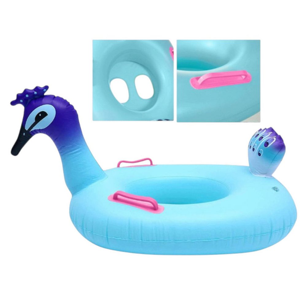 Da Meso Schwimmring Aufblasbarer Pfau Schwimmring für Kinder 60 cm Babyschwimmring mit Ha