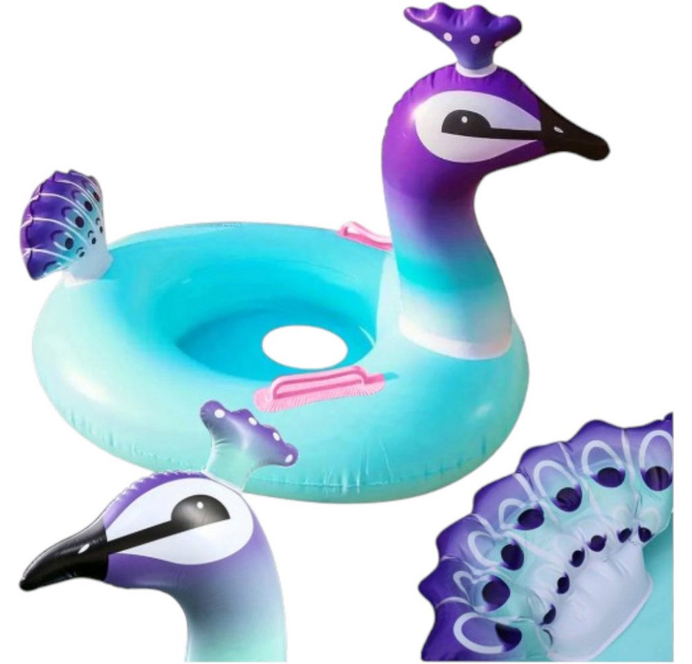 Da Meso Schwimmring Aufblasbarer Pfau Schwimmring für Kinder 60 cm Babyschwimmring mit Ha Bild 3