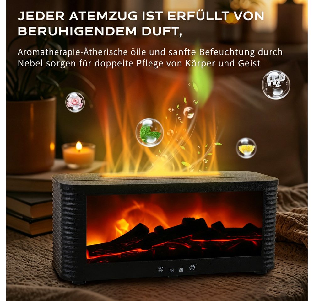 i@home Diffuser Aromatherapie-Diffusor, Aromatherapie-Öldiffusor, Luftbefeuchter, mit 7 farbigen Flammeneffekten, automatische Abschaltung ohne Wasser