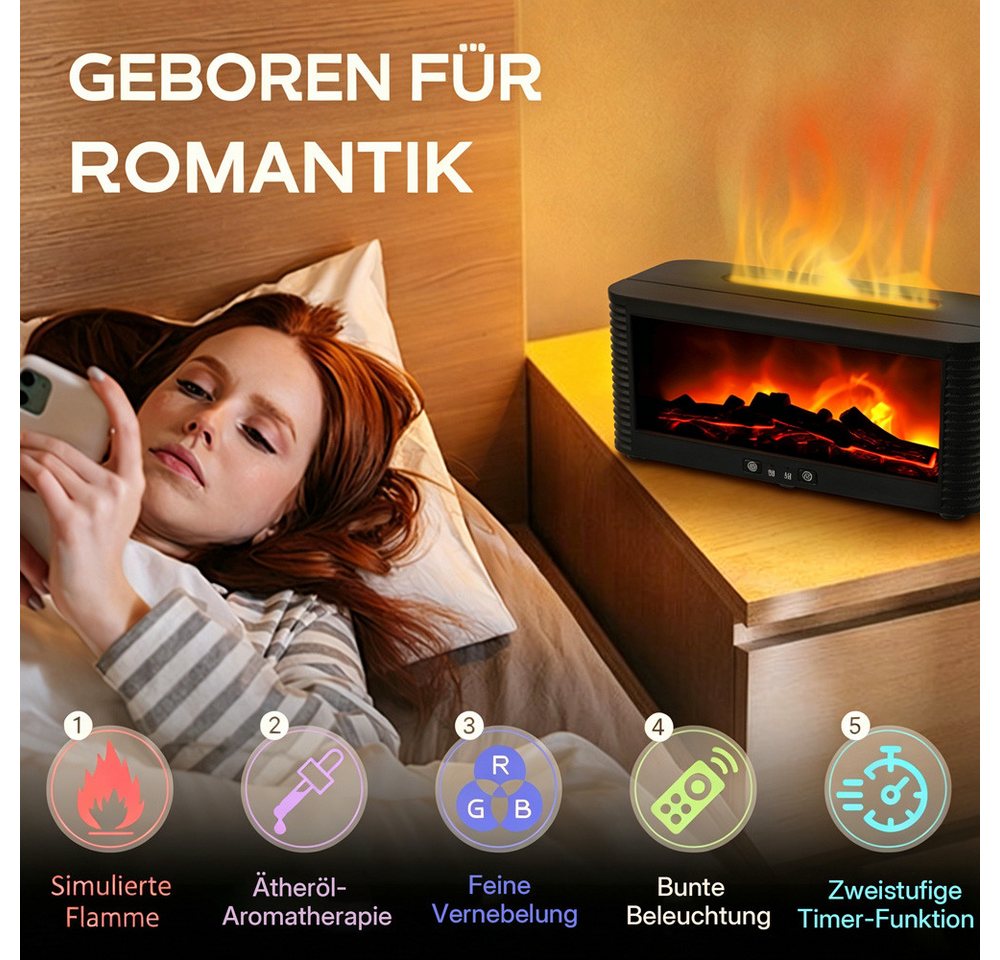 i@home Diffuser Aromatherapie-Diffusor, Aromatherapie-Öldiffusor, Luftbefeuchter, mit 7 farbigen Flammeneffekten, automatische Abschaltung ohne Wasser Bild 3