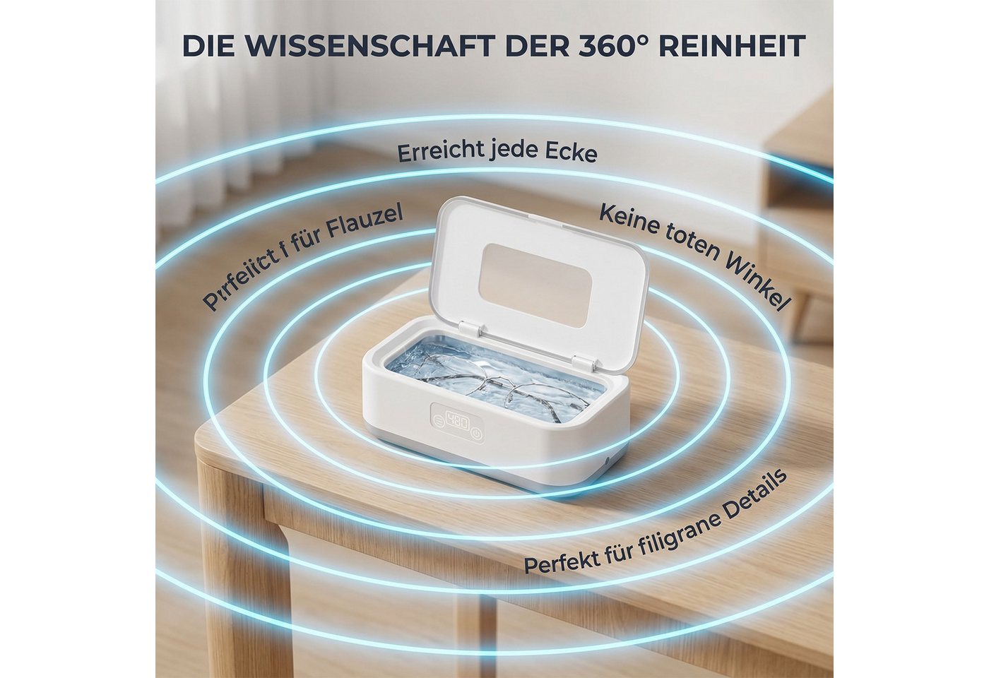 AKKEE Ultraschallreiniger 49 kHz Ultraschallreinigungsgerät 800ml Mit 5 Modi, Brillenreinigungsgerät Bild 3