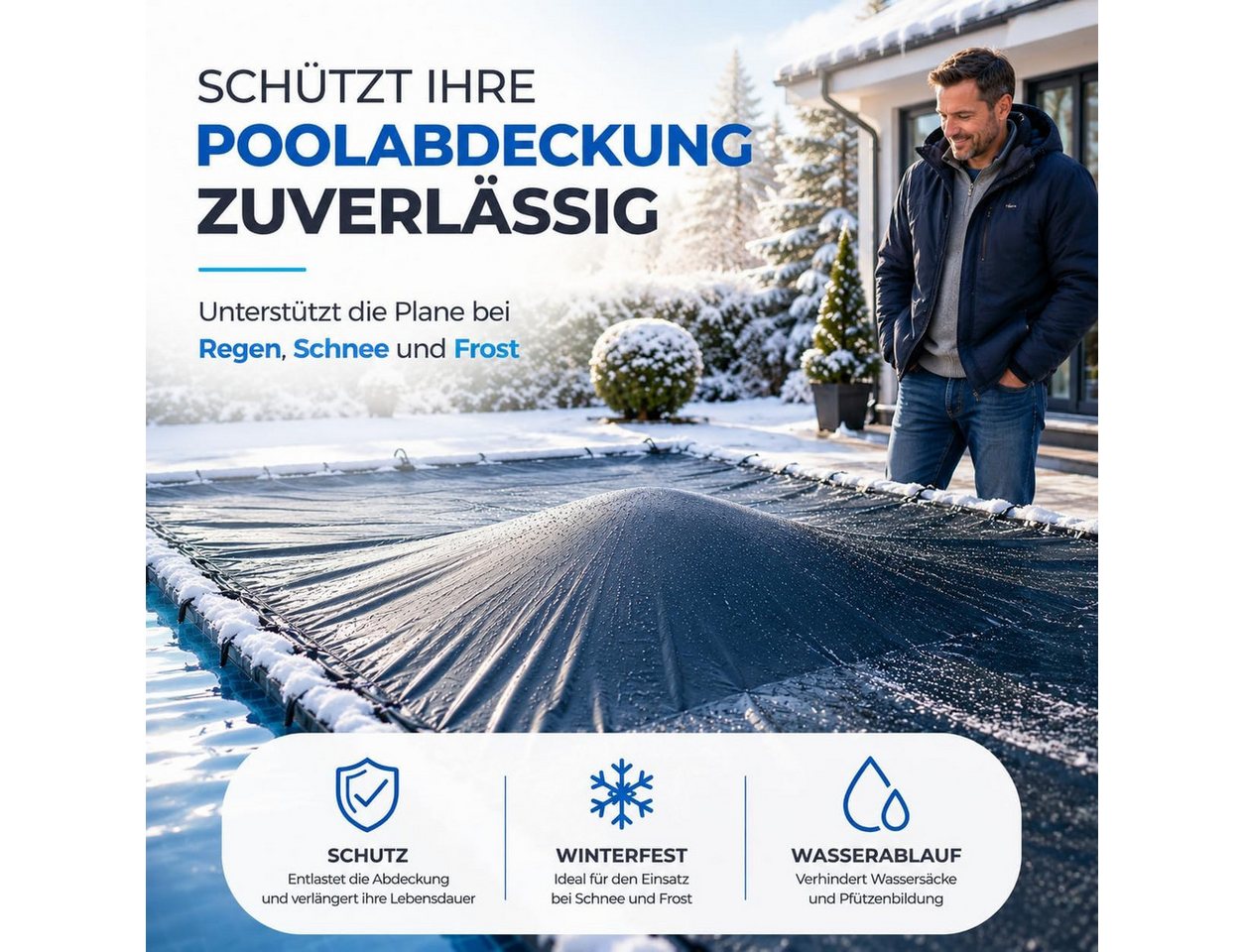TK Gruppe Whirlpool-Abdeckung XXL Poolkissen 120 x 120 cm für Poolabdeckung – Rundes Luftkissen