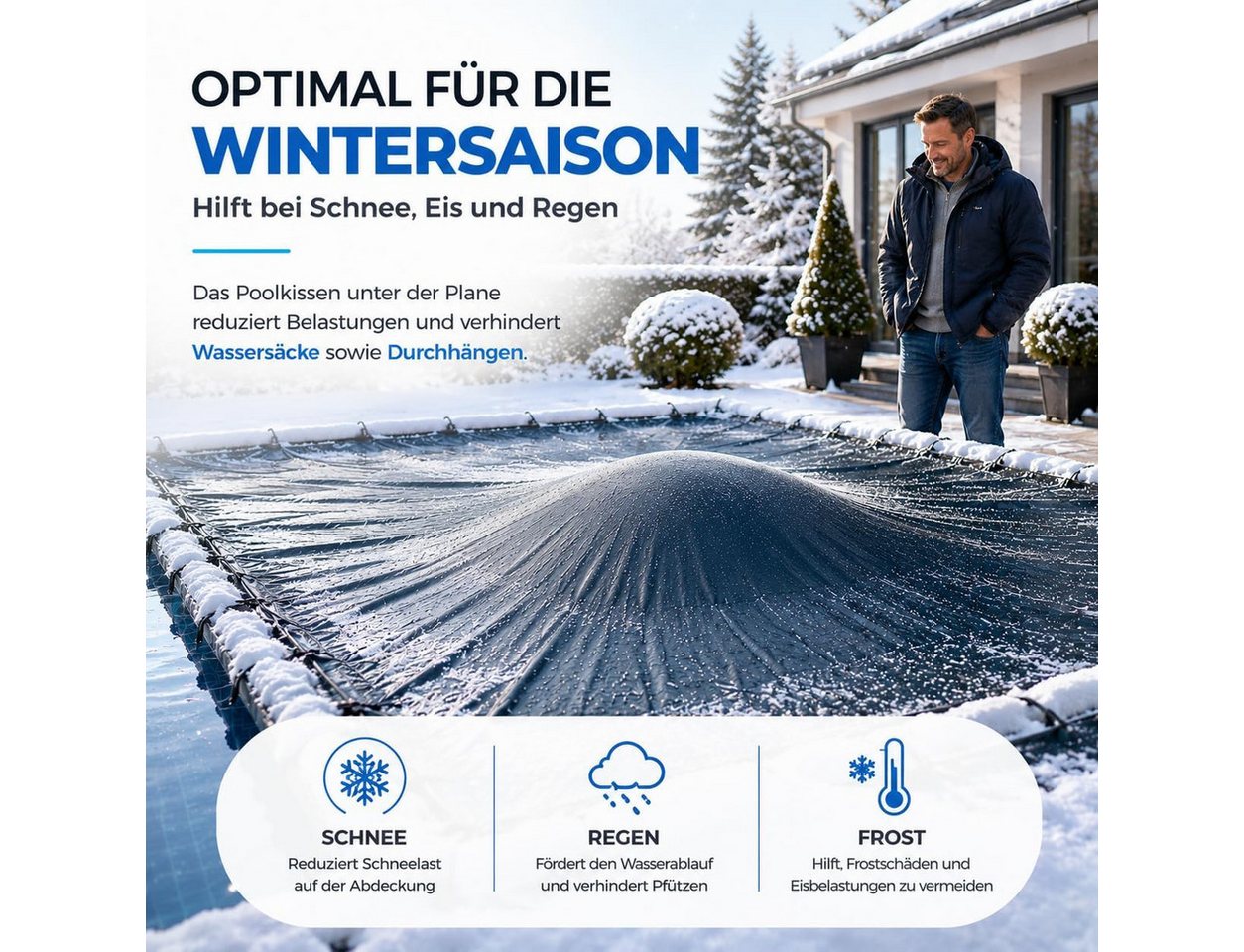 TK Gruppe Whirlpool-Abdeckung XXL Poolkissen 120 x 120 cm für Poolabdeckung – Rundes Luftkissen Bild 4