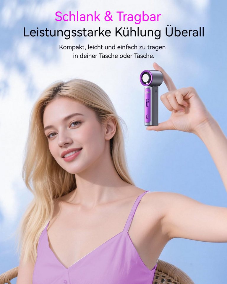 nsihing Handventilator Akku Aufladbar-199 Stunfen Mini Ventilator Leistungsstarker Luftstrom, Ventilator Wiederaufladbar Hand Ventilatoren für Strand