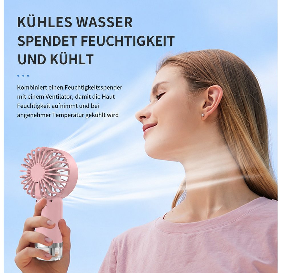 nsihing Handventilator Mini-Handventilator mit Sprühfunktion, glitzernder Handventilator, USB-betrieben, 3 Geschwindigkeitsstufen, tragbarer Handventilator Bild 5