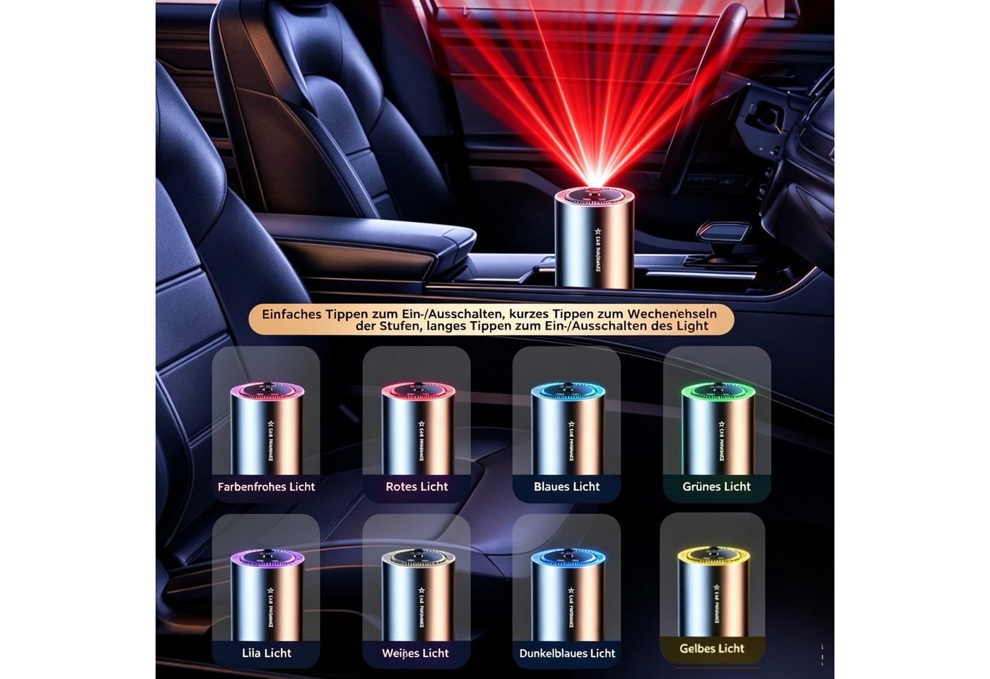 Fyrove Luftbefeuchter Auto Lufterfrischer Auto Elektrischer Duft Aroma Diffusor 3 Modi, Wasserloser Diffuser für ätherische Öle,Aroma Diffuser,Auto duft