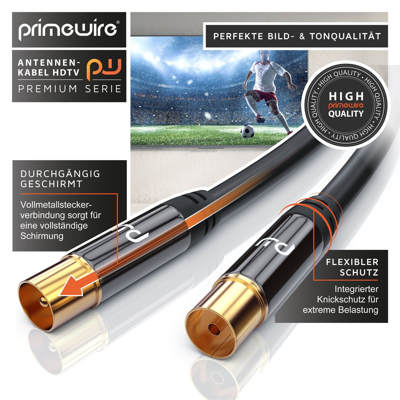 Primewire TV-Kabel, Koax, RF, IEC (1500 cm), HDTV Antennenkabel, 4-fach Schirmung, 75 Ohm, 135dB - 15m Bild 5