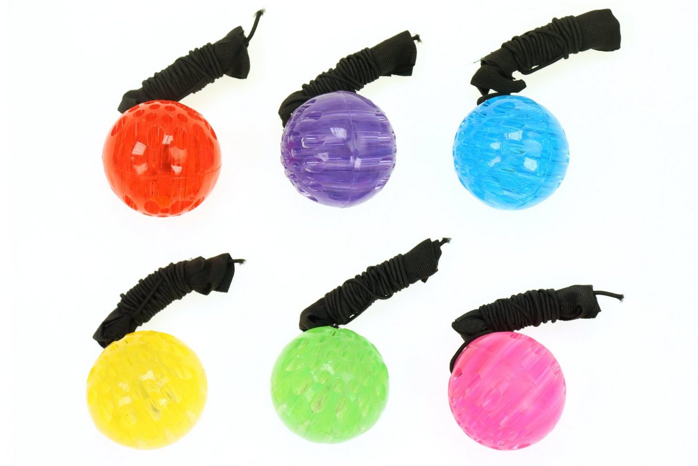 Spielball 6er Set Springball/Returnball/Flummi "Neon" Armband&Schnur Ø5,5cm blinkt und leuchtet (6-St) Bild 3