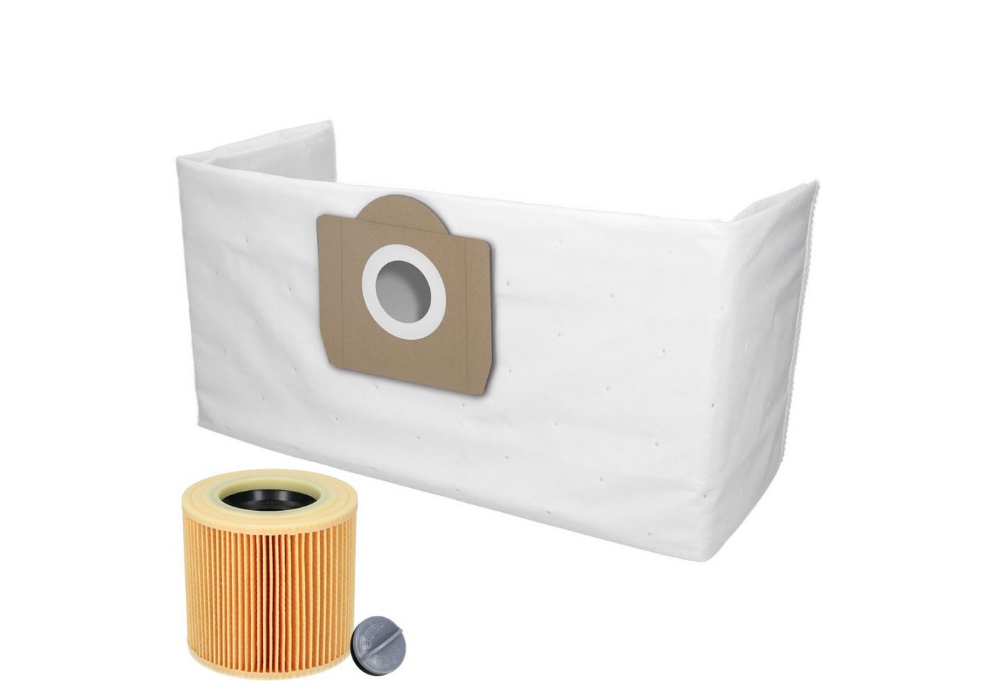 McFilter Staubsaugerbeutel geeignet für Kärcher (10 Stück) + 1 Filter, passend für Nass- Trockensauger WD3P WD 3 P, 11 St., Alternative für 6.959-130.0 (Beutel), 6.414-552.0 (Patronenfilter) Bild 2