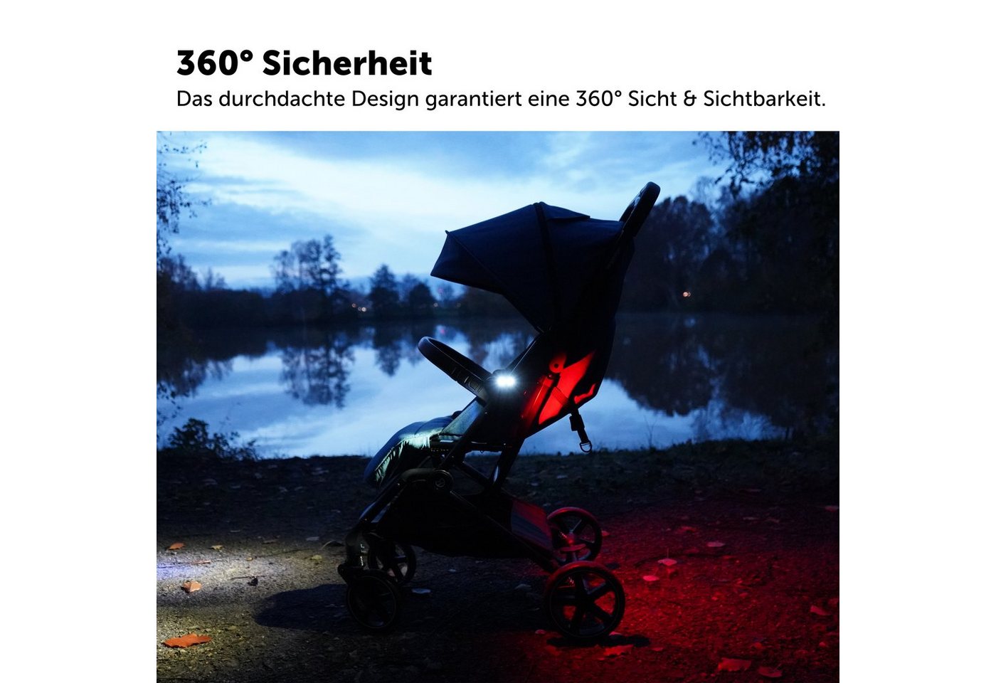 bergsteiger LED Kinderwagenlampe Kinderwagen Licht aufladbar, USB Akku-Betrieb, 2 LED Lichter Bild 4