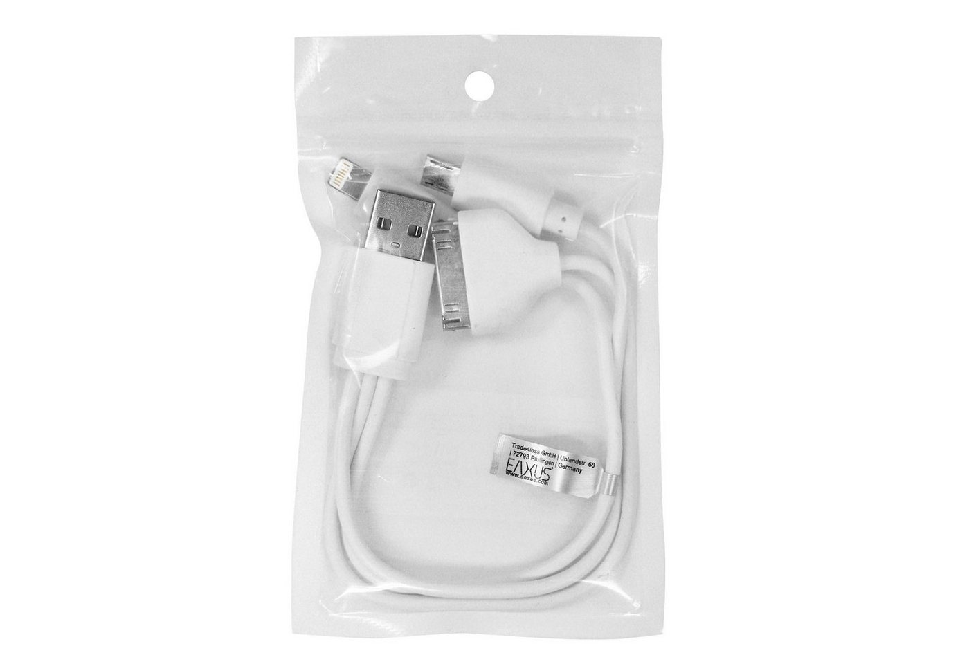 EAXUS 3in1 USB-Kabel mit microUSB, 8-polig und 30-polig USB-Kabel, microUSB, 8-pin, 30-pin, (13 cm), Geeignet für iPhone, iPad, iPod und USB-Zubehör