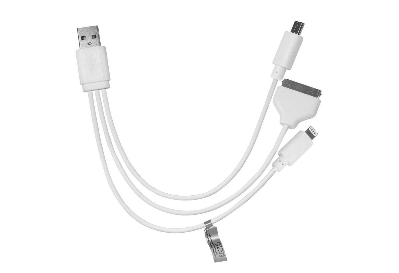 EAXUS 3in1 USB-Kabel mit microUSB, 8-polig und 30-polig USB-Kabel, microUSB, 8-pin, 30-pin, (13 cm), Geeignet für iPhone, iPad, iPod und USB-Zubehör Bild 2