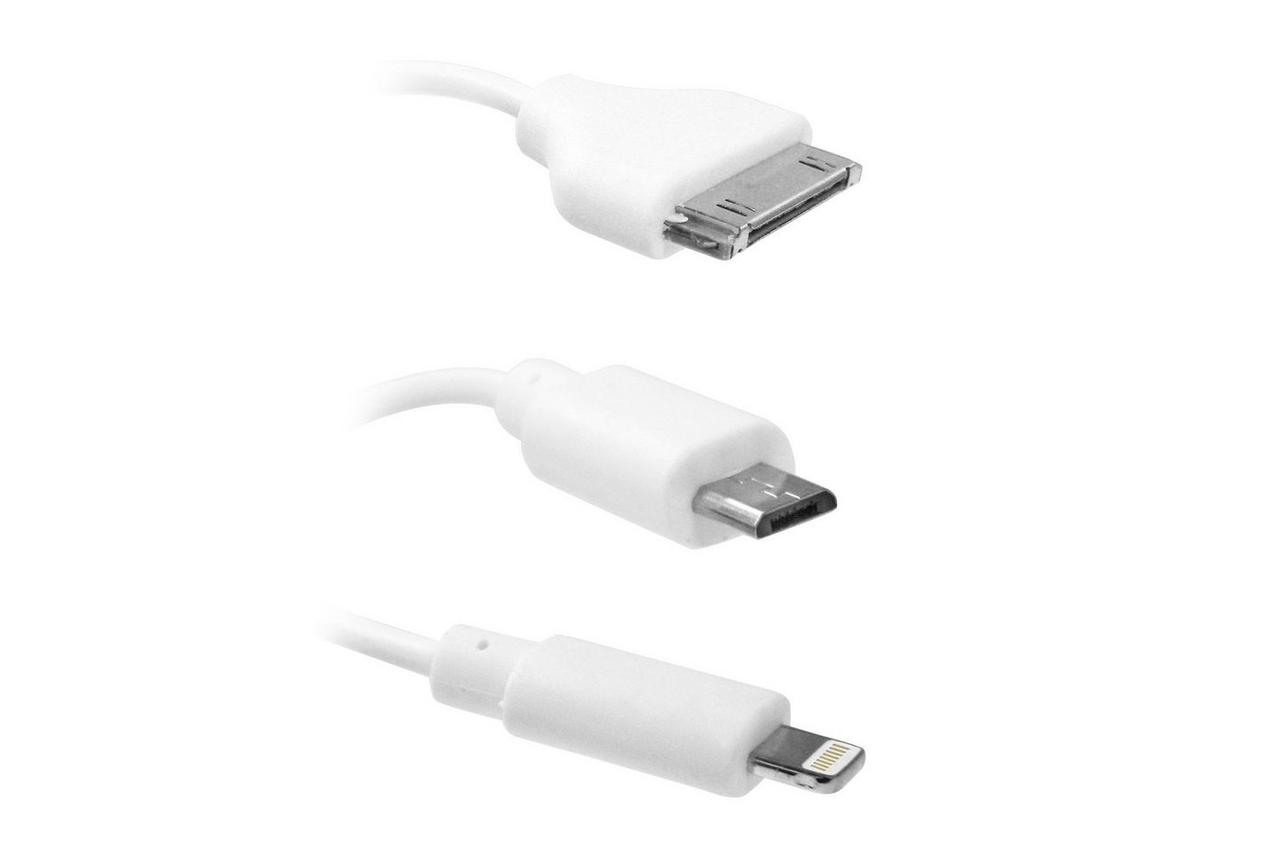 EAXUS 3in1 USB-Kabel mit microUSB, 8-polig und 30-polig USB-Kabel, microUSB, 8-pin, 30-pin, (13 cm), Geeignet für iPhone, iPad, iPod und USB-Zubehör Bild 3