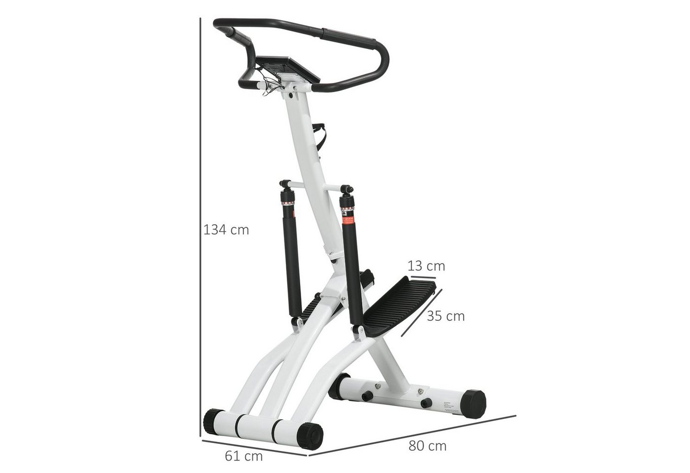 SPORTNOW Stepper mit Handgriff, Fitness Heimtrainer mit LCD-Bildschirm Schwarz+Silber (Set, 1-tlg., Heimtrainer mit 12 Widerstandsstufen für Zuhause), 80L x 61B x 134H cm Bild 3