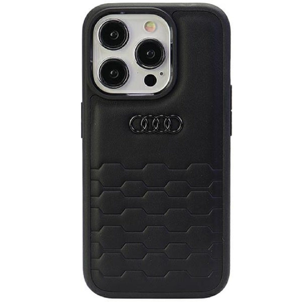 Audi Handyhülle Case iPhone 15 Pro Serie GT schwarz Kunstleder Logo 6,1 Zoll, Kantenschutz Bild 2