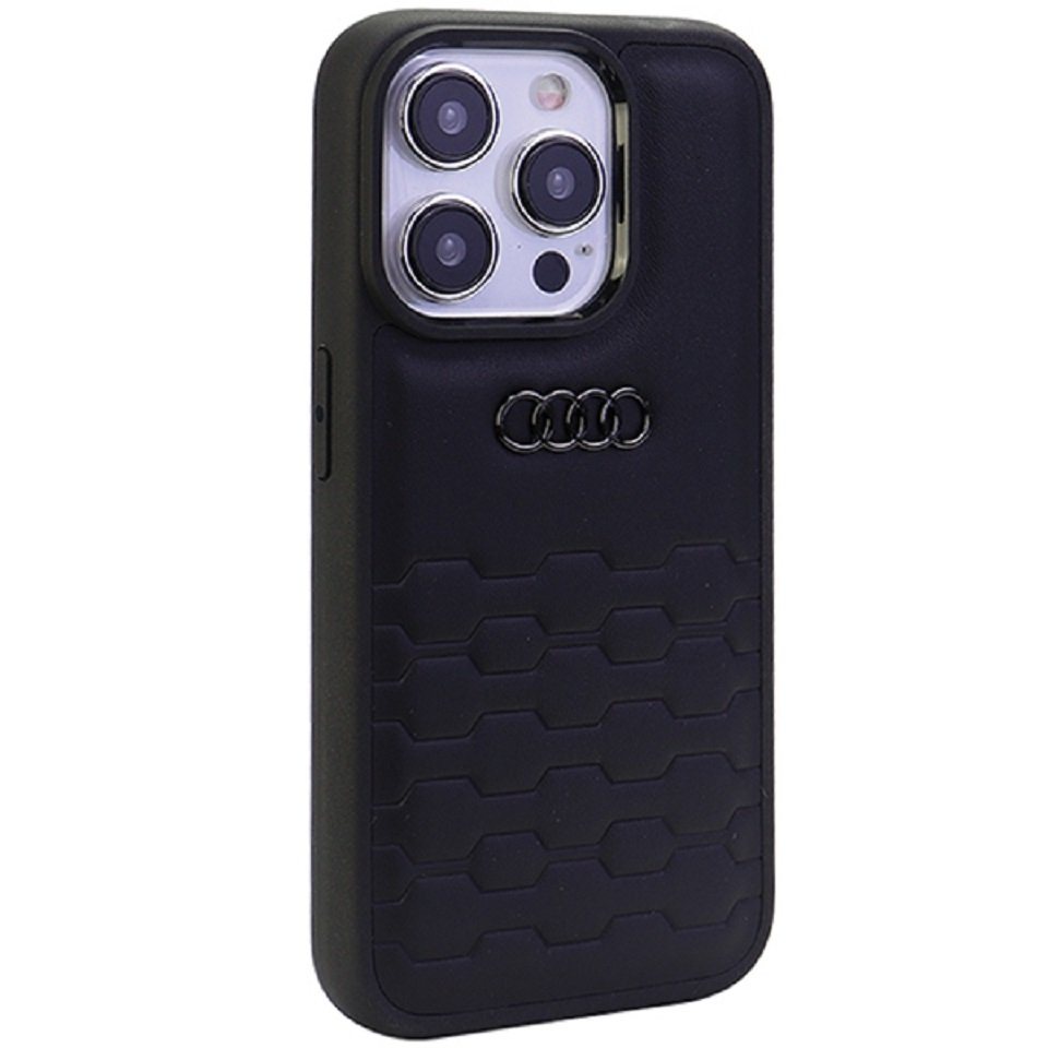 Audi Handyhülle Case iPhone 15 Pro Serie GT schwarz Kunstleder Logo 6,1 Zoll, Kantenschutz Bild 4