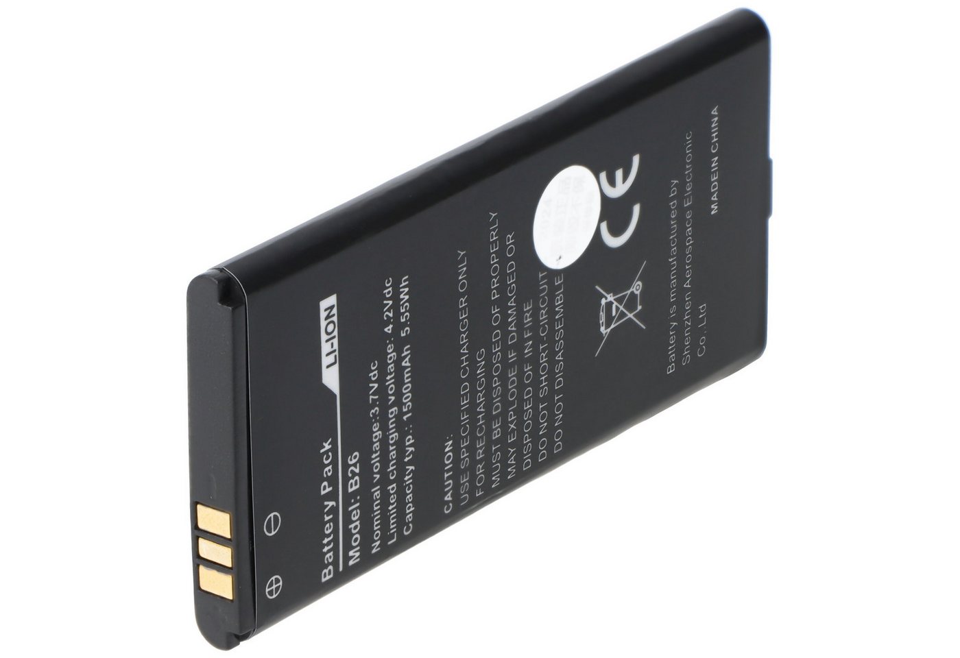 AccuCell Akku passend für Caterpillar CAT B26 Outdoor Handy, Li-Ion, 3,7 Volt Akku 1500 mAh (3,7 V)