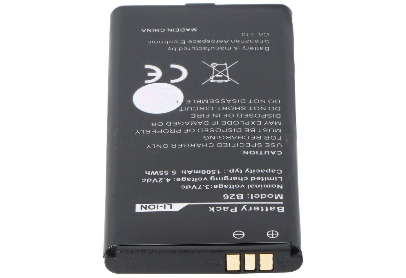 AccuCell Akku passend für Caterpillar CAT B26 Outdoor Handy, Li-Ion, 3,7 Volt Akku 1500 mAh (3,7 V) Bild 3