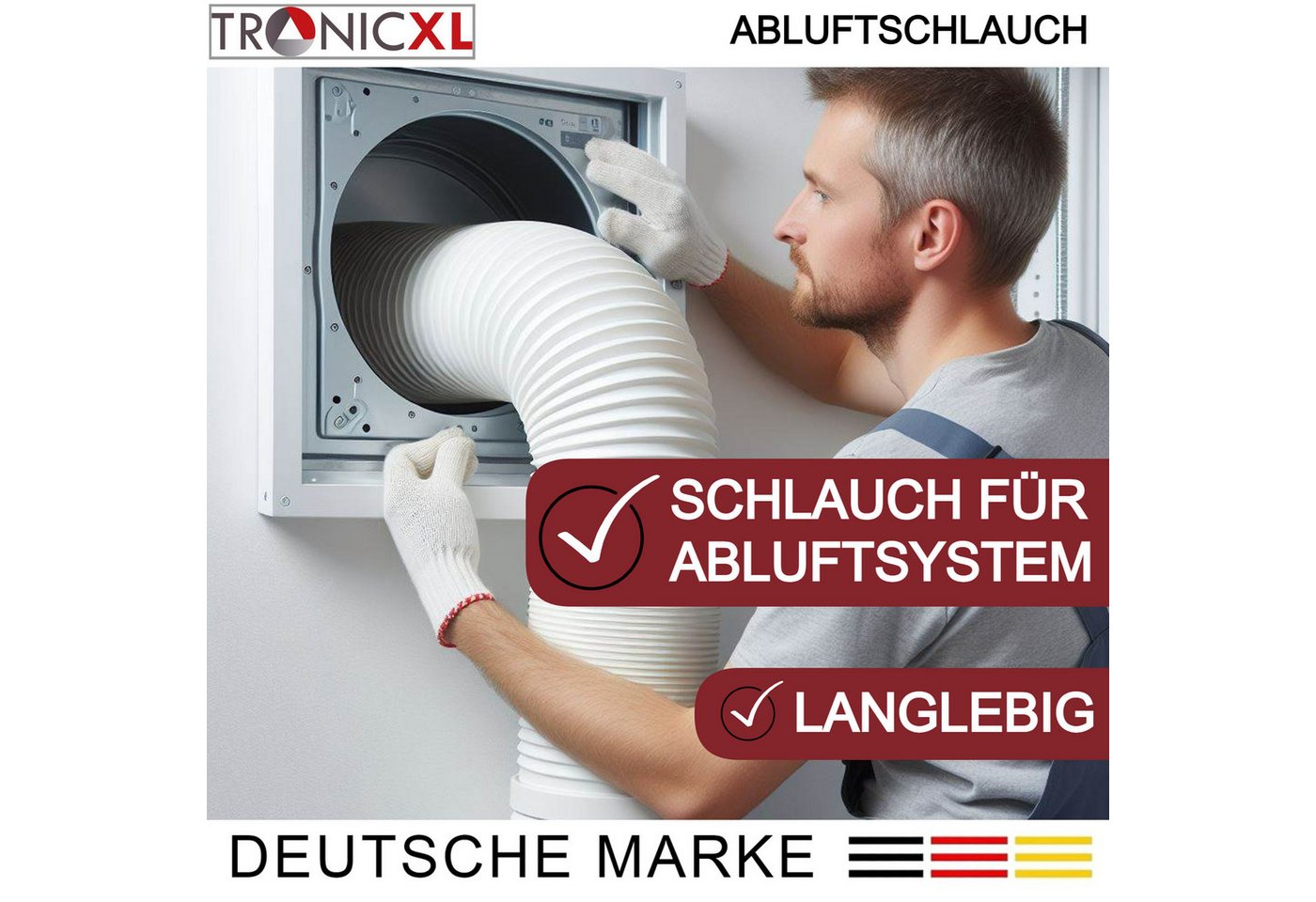 TronicXL Abluft-Set AbluftSchlauch 100mm 6m Trockner Klimaanlage Dunstabzugshaube Bild 3