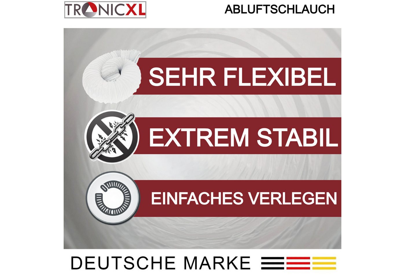 TronicXL Abluft-Set AbluftSchlauch 100mm 6m Trockner Klimaanlage Dunstabzugshaube Bild 4