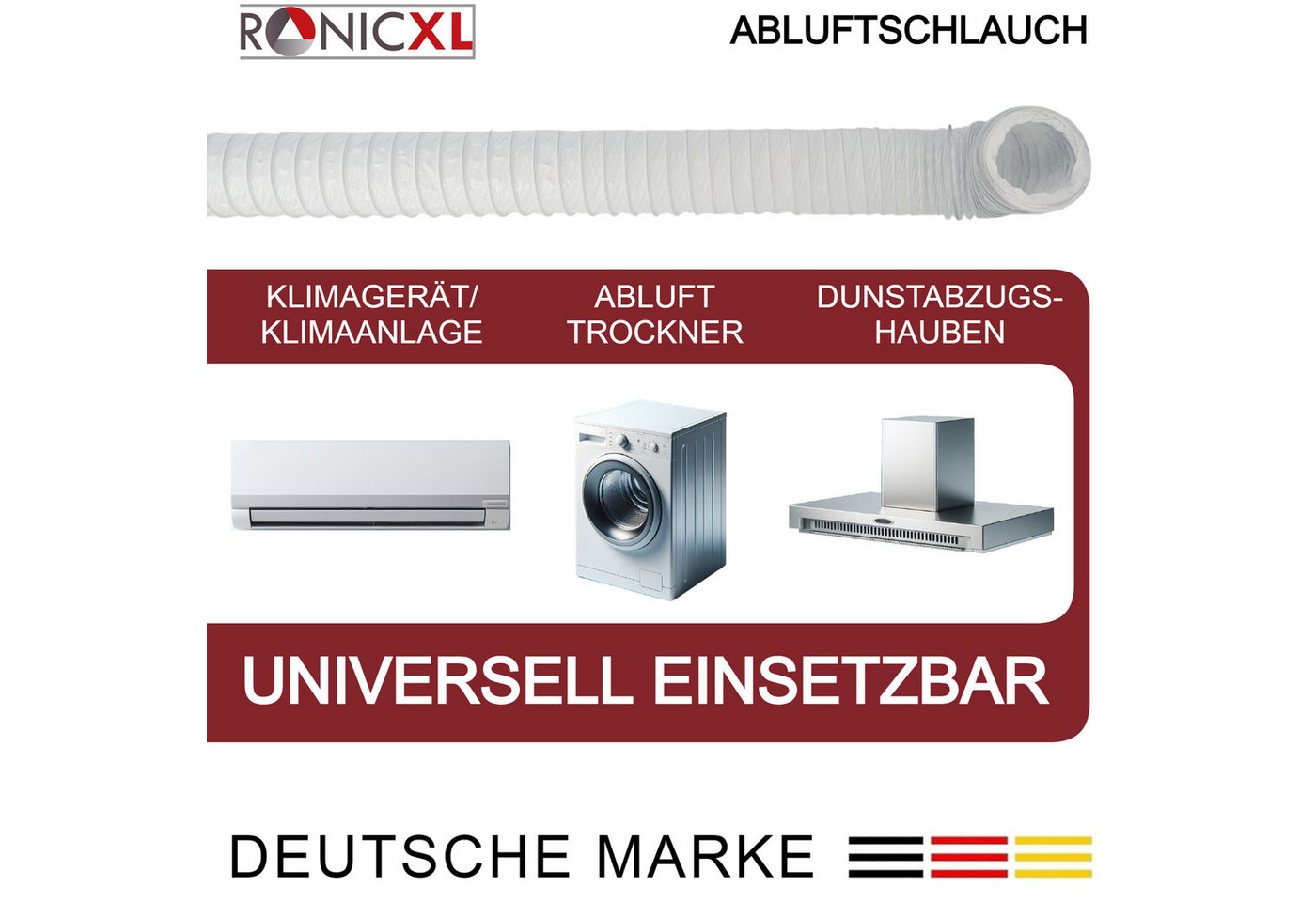 TronicXL Abluft-Set AbluftSchlauch 100mm 6m Trockner Klimaanlage Dunstabzugshaube Bild 5