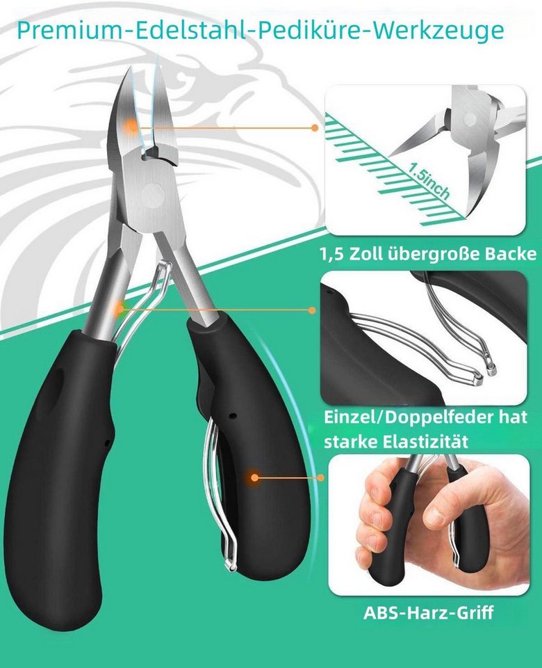 YMQHBS Maniküre-Pediküre-Set 7-teiliges Nagelknipser und Maniküre Werkzeug, 7-tlg., Nagelschere,Nagelfeile,Nagelhautstahlstift,Großzange