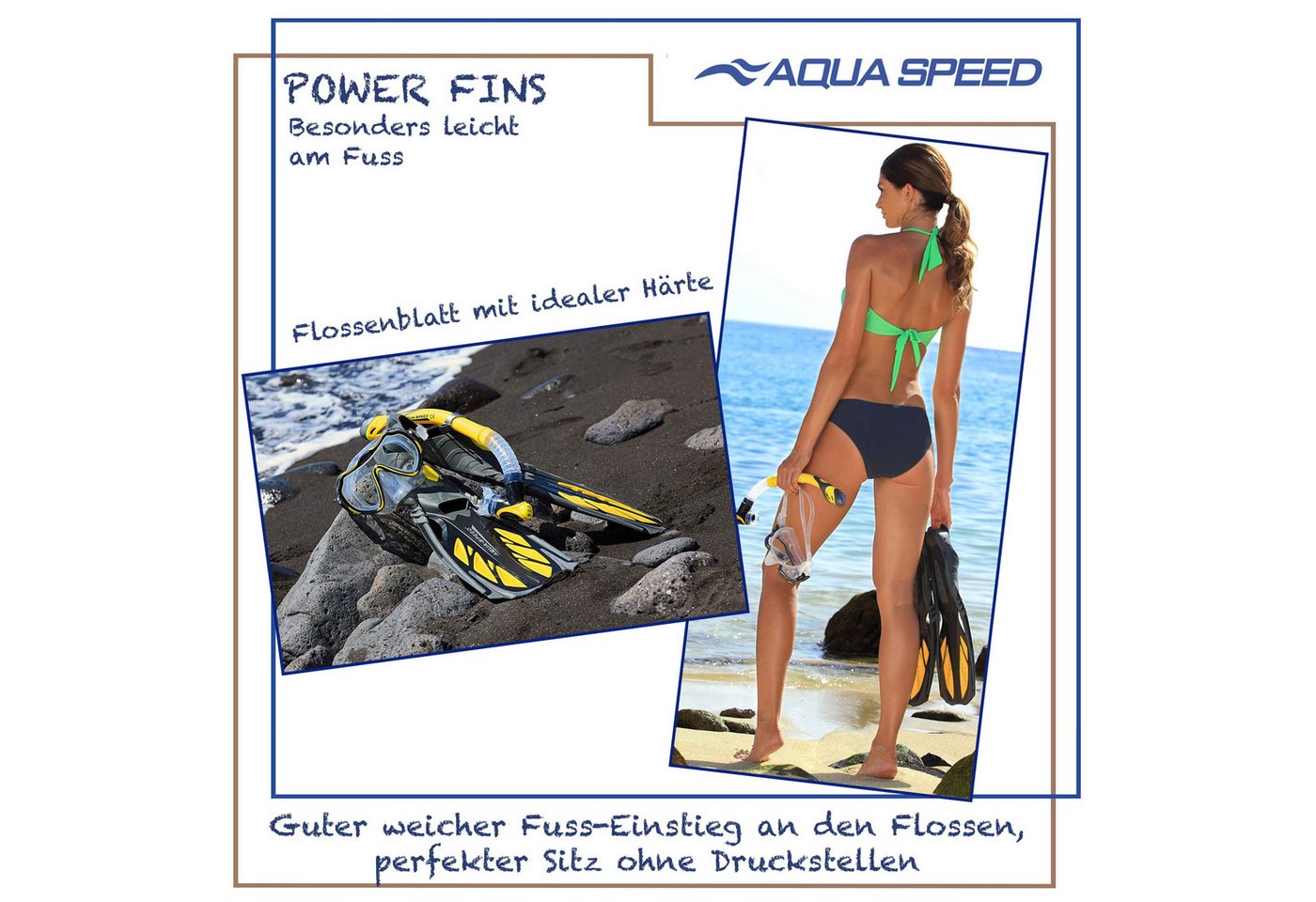 Aqua Speed Flosse INOX – Reisetauglich & ultrabequem Größe 42/43 (Dynamische Flossen mit optimaler Kraftübertragung im Wasser), Sicherer Halt – Kein Verrutschen auch bei Wellengang Bild 2