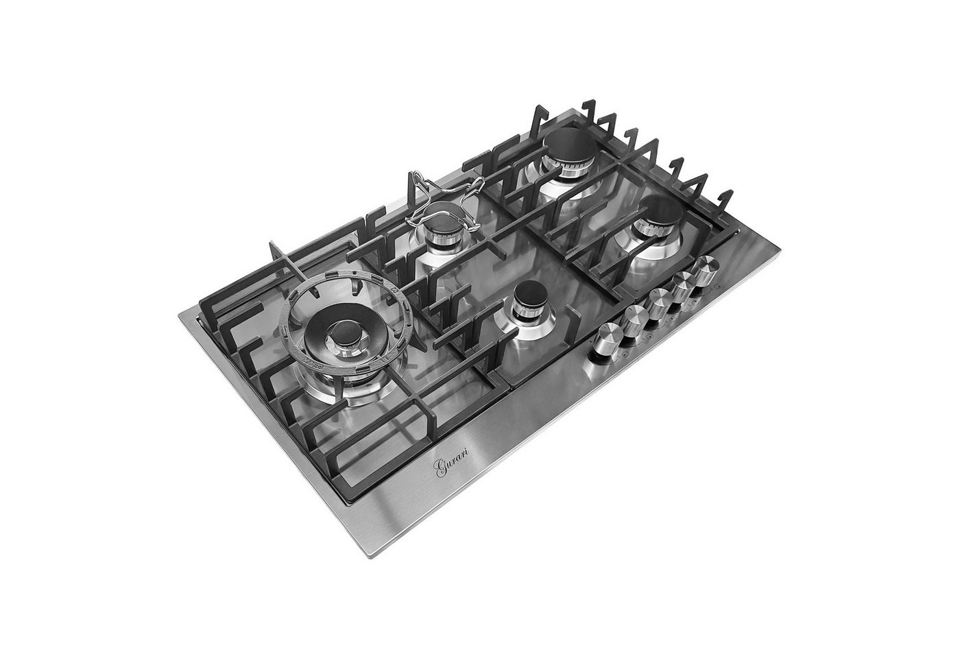 GURARI Gas-Kochfeld GCH FG 905 VPGL WOK Adapter+Kaffeadapter, 90 cm, Edelstahl, 4,0 KW WOK, 5 Gasbrenner,Erdgas, FL.Gas Bild 4