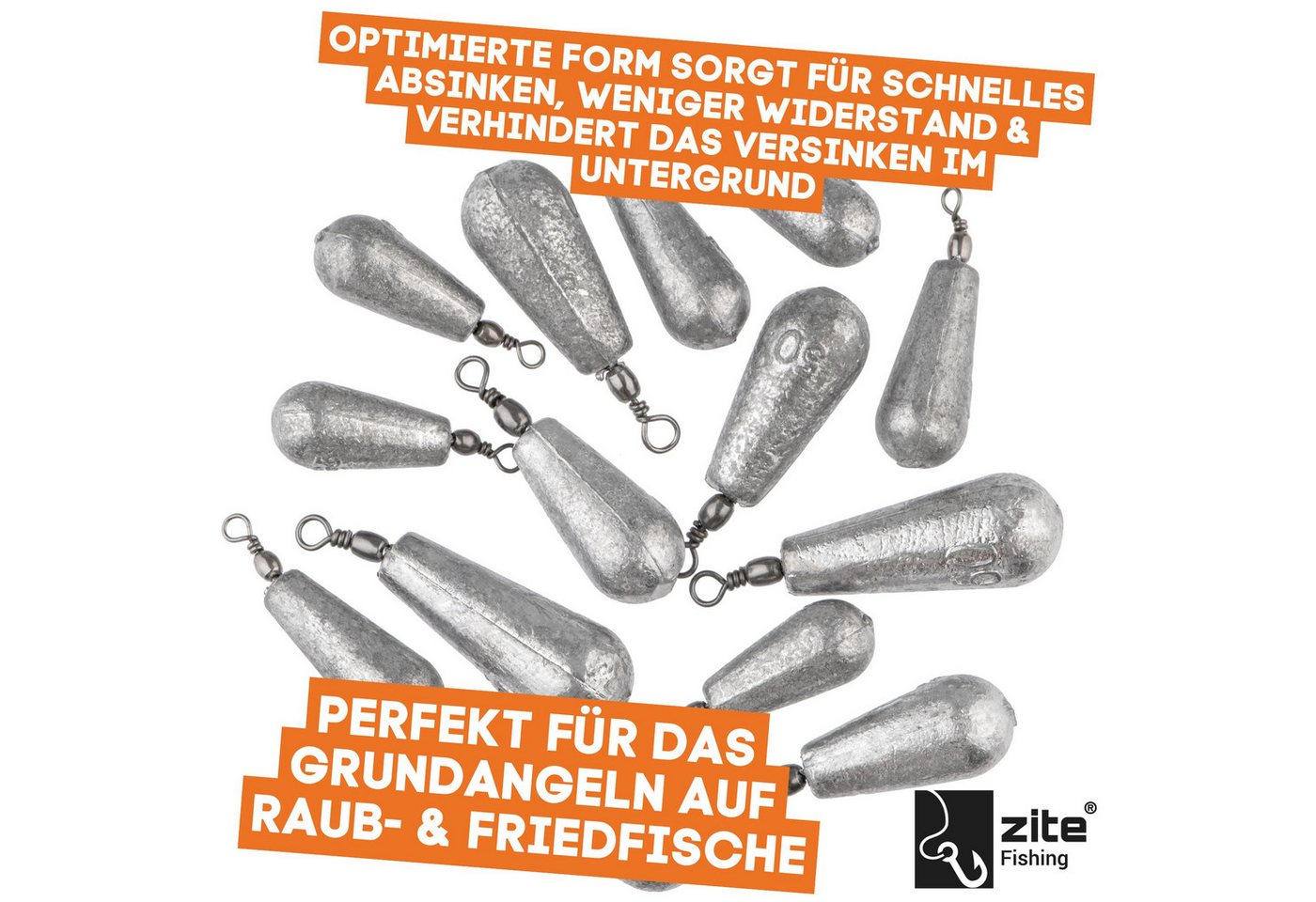 Zite Birnenblei 14tlg. Set Grundblei 25g-60g Tropfenblei Angeln Süß- & Salzwasser Bild 3