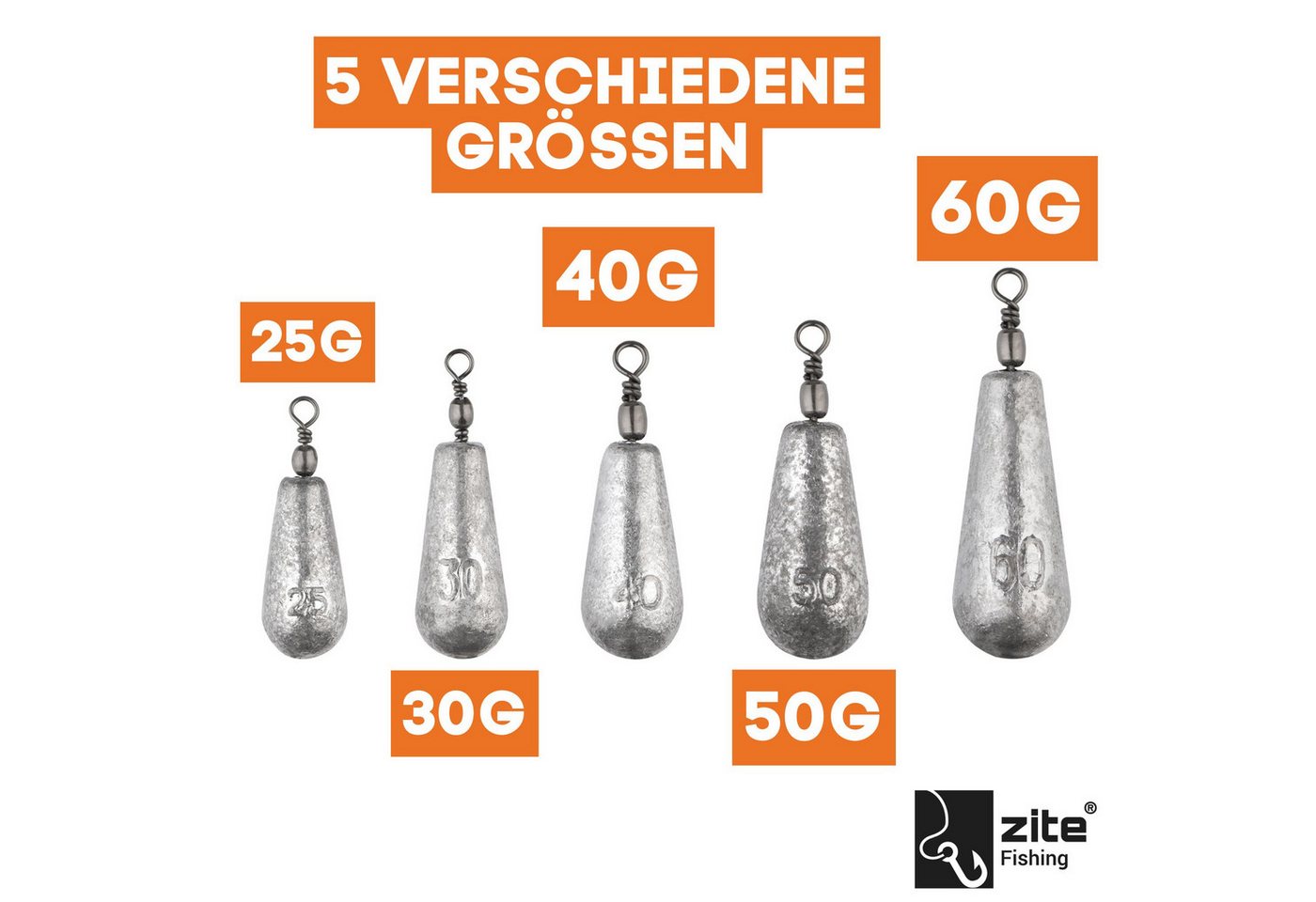 Zite Birnenblei 14tlg. Set Grundblei 25g-60g Tropfenblei Angeln Süß- & Salzwasser Bild 4