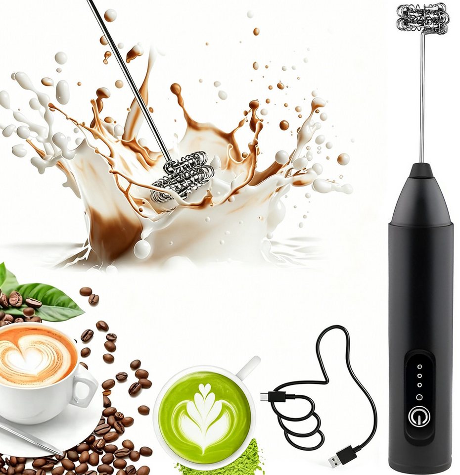 Forrlite Milchaufschäumer Milchaufschäumer Stab/Milchschäumer Elektrisch tragbarer mit Standfuß, Kaffeebesen batteriebetriebener für Latte, Matcha-Tee, Cappuccino Bild 5