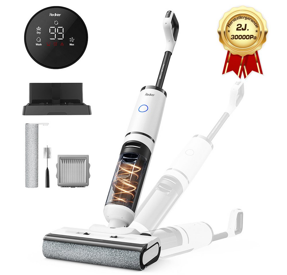 Redkey Nass-Trocken-Akkusauger 2025 Nass Trockensauger 30000Pa intelligent Selbstreinigung Trocknung, 170 W, LED-Digitalanzeige mit Sprachansage,umfangreichenZubehör Bild 2