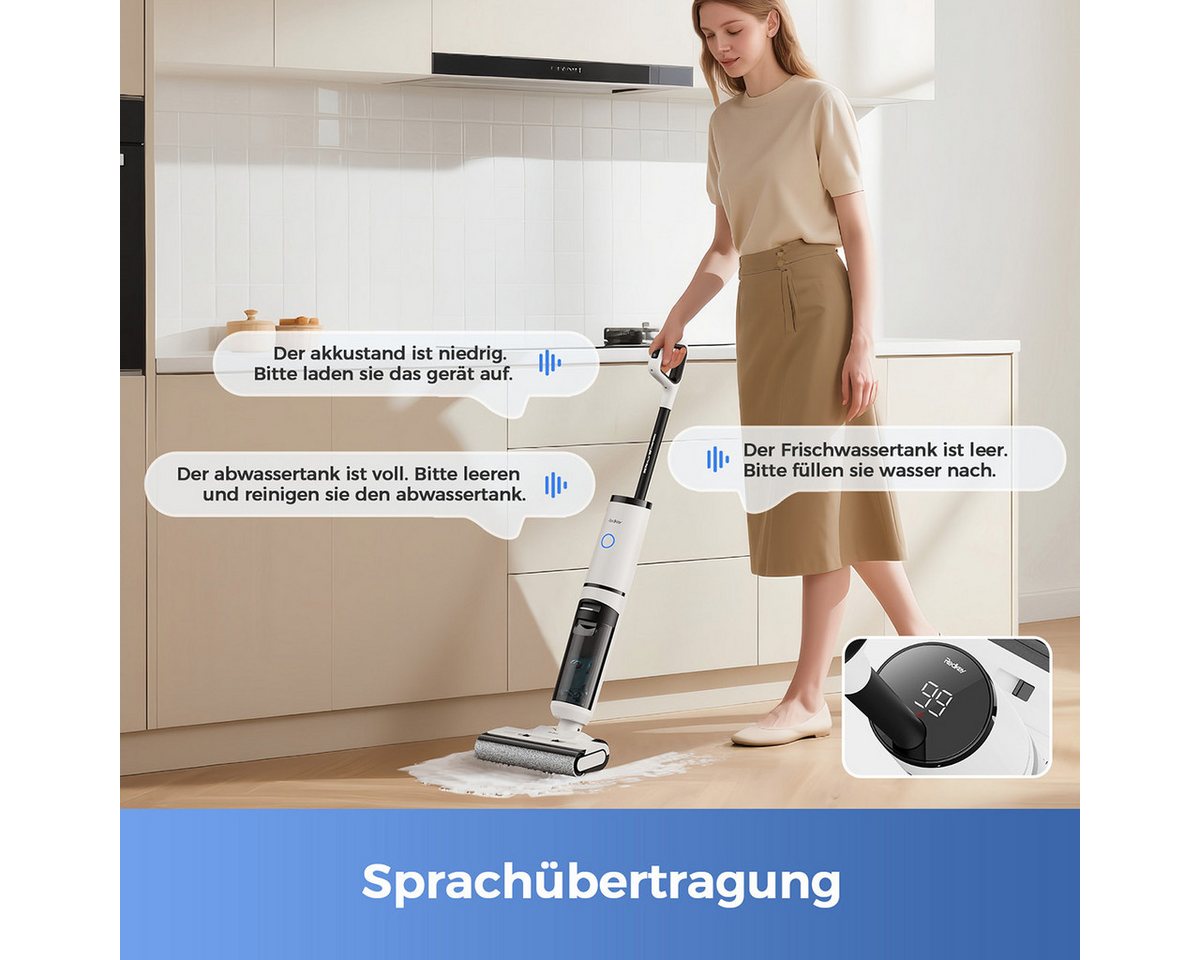 Redkey Nass-Trocken-Akkusauger 2025 Nass Trockensauger 30000Pa intelligent Selbstreinigung Trocknung, 170 W, LED-Digitalanzeige mit Sprachansage,umfangreichenZubehör Bild 3