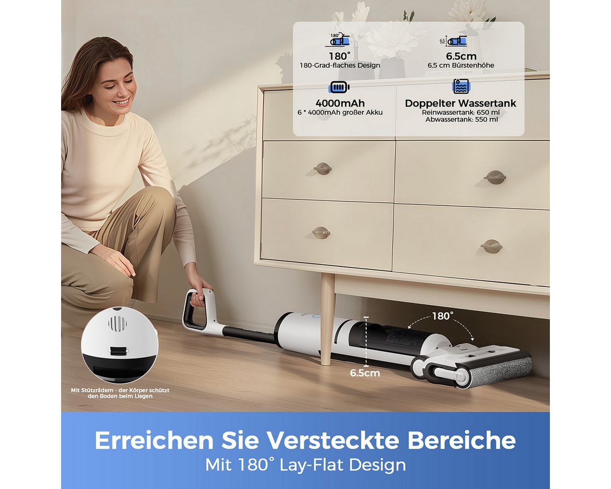 Redkey Nass-Trocken-Akkusauger 2025 Nass Trockensauger 30000Pa intelligent Selbstreinigung Trocknung, 170 W, LED-Digitalanzeige mit Sprachansage,umfangreichenZubehör Bild 5