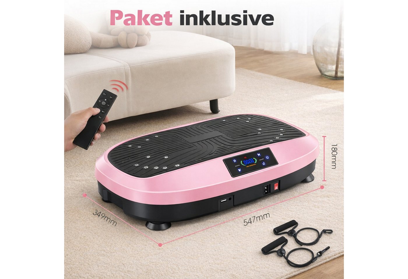 WILGOON Vibrationsplatte Multifunktionaler Vibrationsplatte mit Bluetooth-Musik,6 Programmen, 200 W, 120 Intensitätsstufen, Rüttelplatte Sport für zuhause, 3D Schwingung, inkl. Trainingsbänder Bild 3