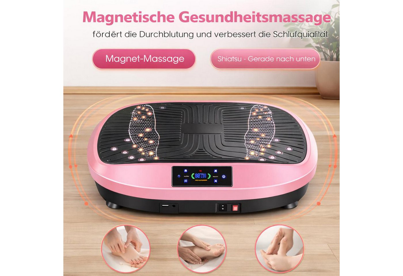 WILGOON Vibrationsplatte Multifunktionaler Vibrationsplatte mit Bluetooth-Musik,6 Programmen, 200 W, 120 Intensitätsstufen, Rüttelplatte Sport für zuhause, 3D Schwingung, inkl. Trainingsbänder Bild 5