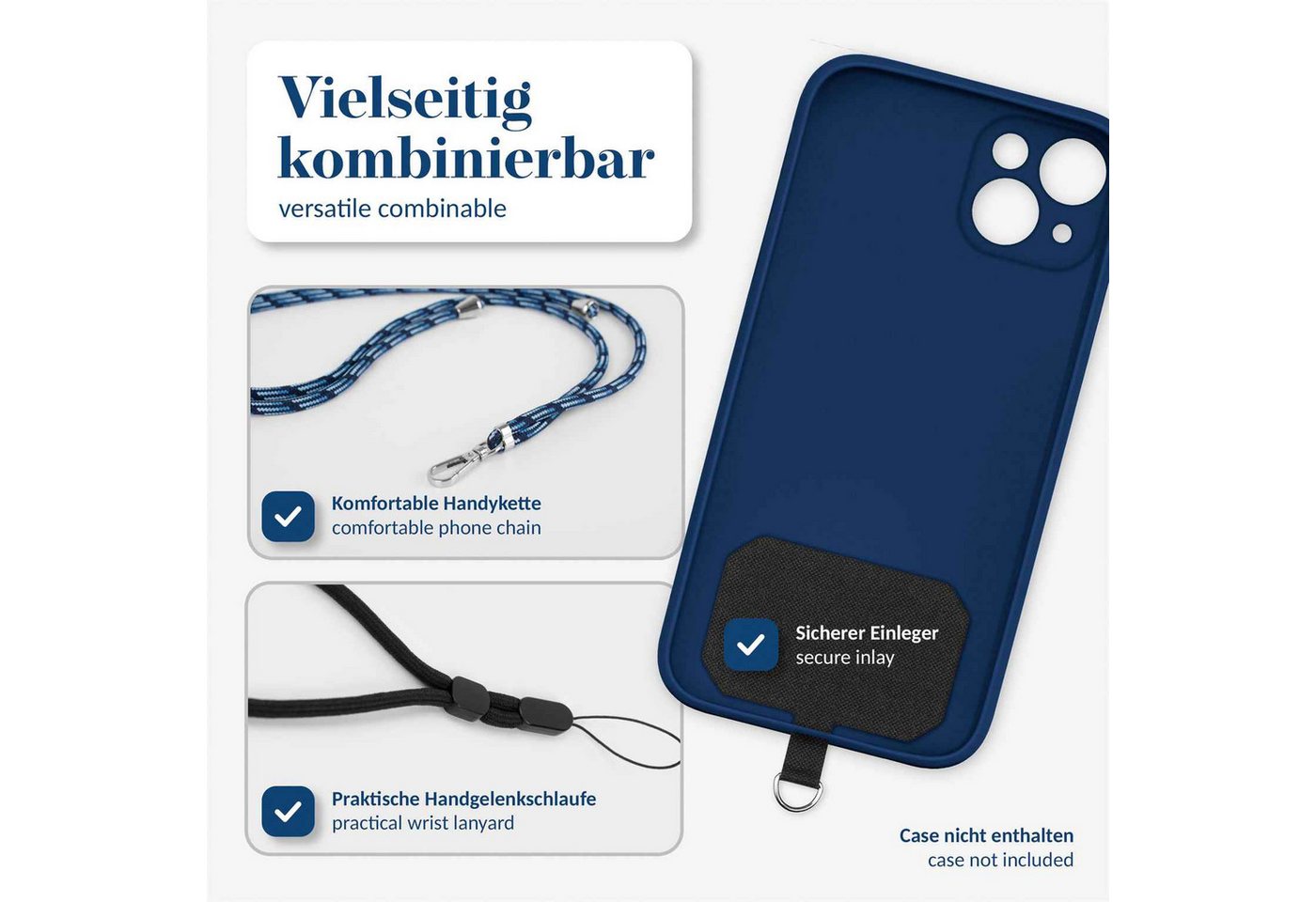 moex Handykette für Google Pixel 8 Pro Handyband ohne Hülle Unleash Blau 6,7 Zoll, Umhängeband mit Karabiner Handy Kette zum Umhängen Band abnehmbar Bild 2