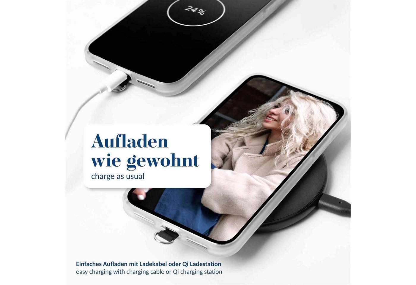 moex Handykette für Google Pixel 8 Pro Handyband ohne Hülle Unleash Blau 6,7 Zoll, Umhängeband mit Karabiner Handy Kette zum Umhängen Band abnehmbar Bild 4