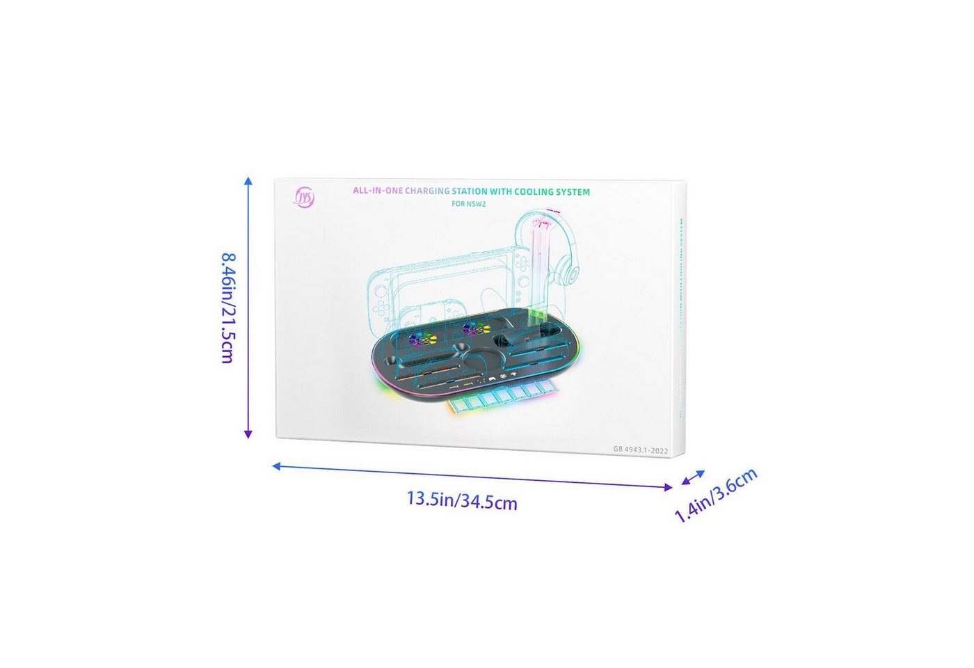 Wigento Für Nintendo Switch 2 RGB Licht Ladestation mit Kühlung Ablage Schwarz Stromadapter Bild 4
