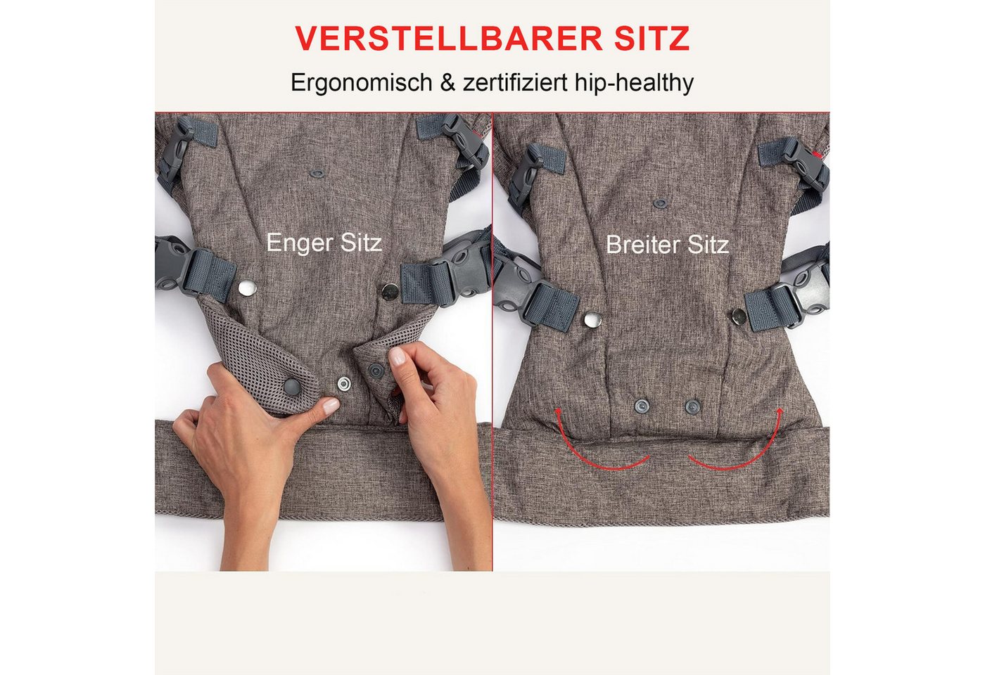 HAUSS SPOLE Bauchtrage Neugeborene mit Schultern Babytragetuch Babytrage Einstellbar (Ergonomische atmungsaktive und vielseitig verstellbare Tragehilfe, 1-tlg., gemütlich leichtgewichtig 4 Trageoptionen verstellbarer Sitz), für Neugeborene und Kleinkinder (3–36 Monate) Bild 2