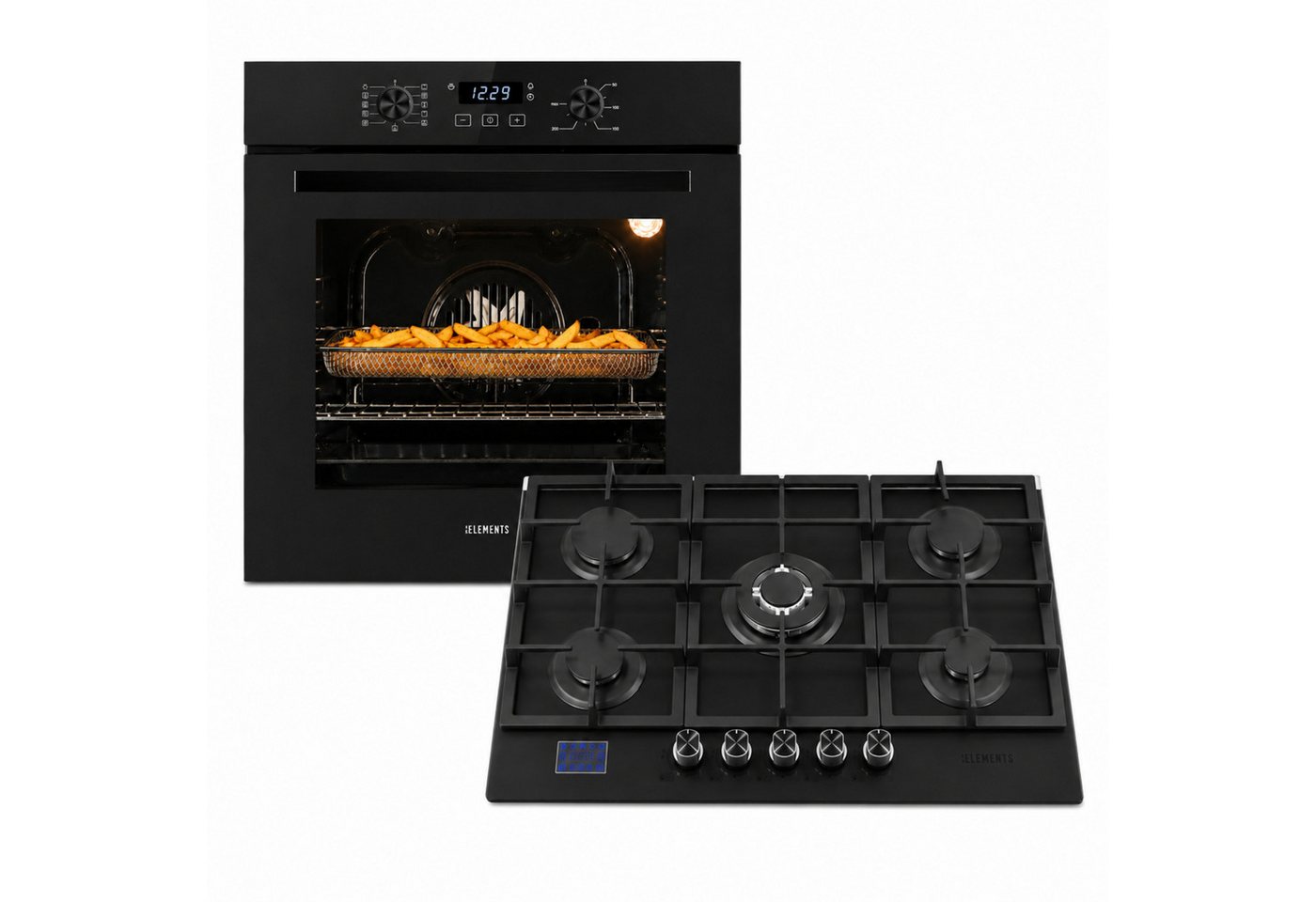 KB Elements Backofen-Set Einbaubackofen 60 cm mit Gaskochfeld 5 Flammig, Air Fry, Steam Clean, Gaskochfeld mit Gas-Stop-Timer Bild 2