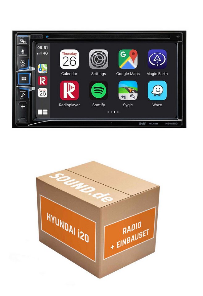 JUST SOUND best choice for caraudio Autoradio Einbauset Alpine Alpine INE-W611D Hyundai i20 GB Autoradio (RDS, AM/FM Radio, Animiertes Display, Freisprecheinrichtung, 2 DIN) Bild 2
