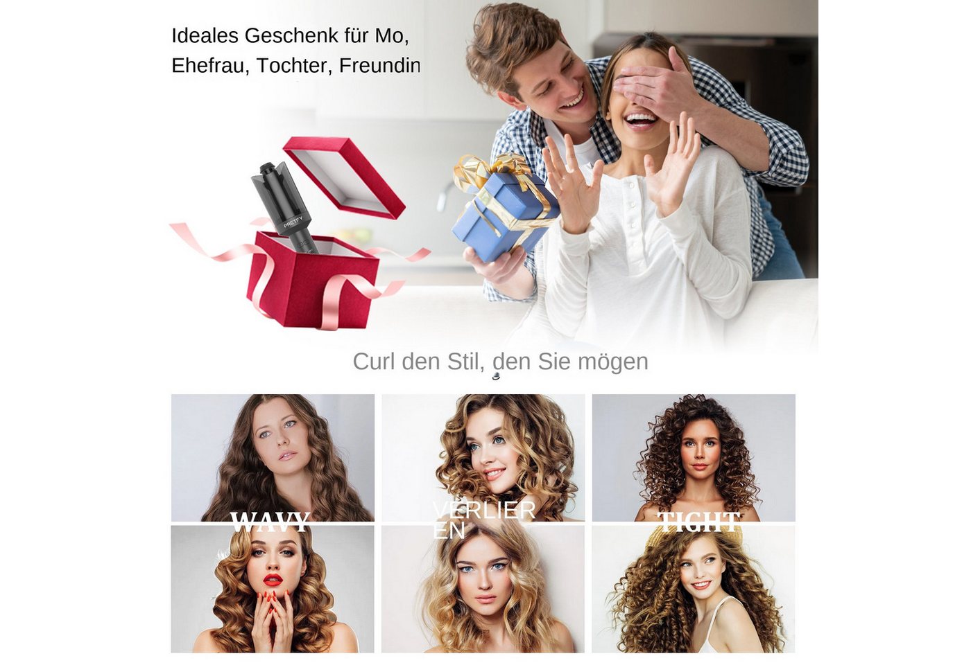 GARRYFIZH Lockenstab Lockenstab Automatischer Lockenstab Lockenstäbe, 4 Heizstufen Drehung nach links und rechts Bild 4