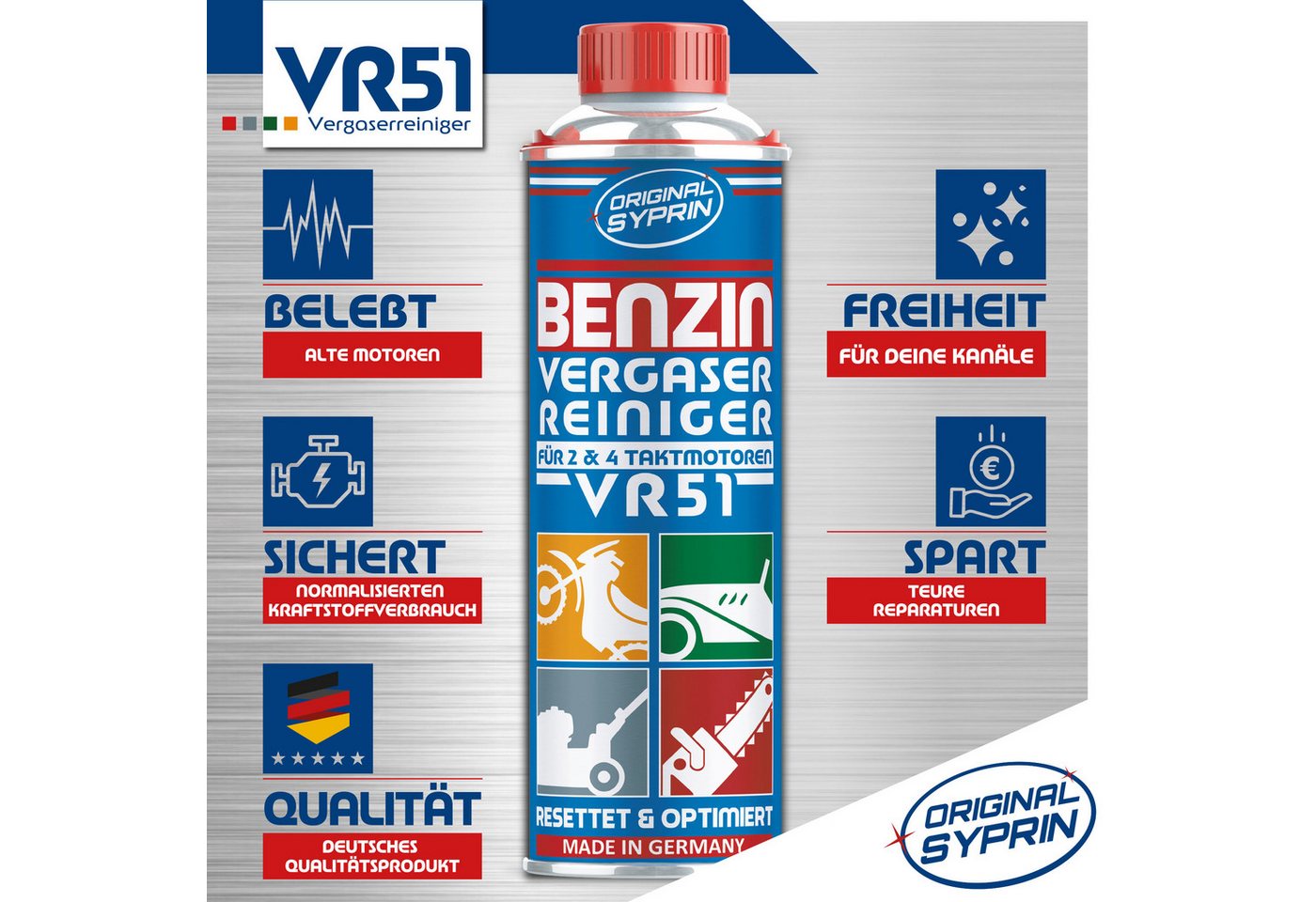 Original Syprin Benzin-Stabilisator Vergaserreiniger VR51 für 2-Takt & 4-Takt Motoren 250ml, 0.250 l, (1-St) Bild 3