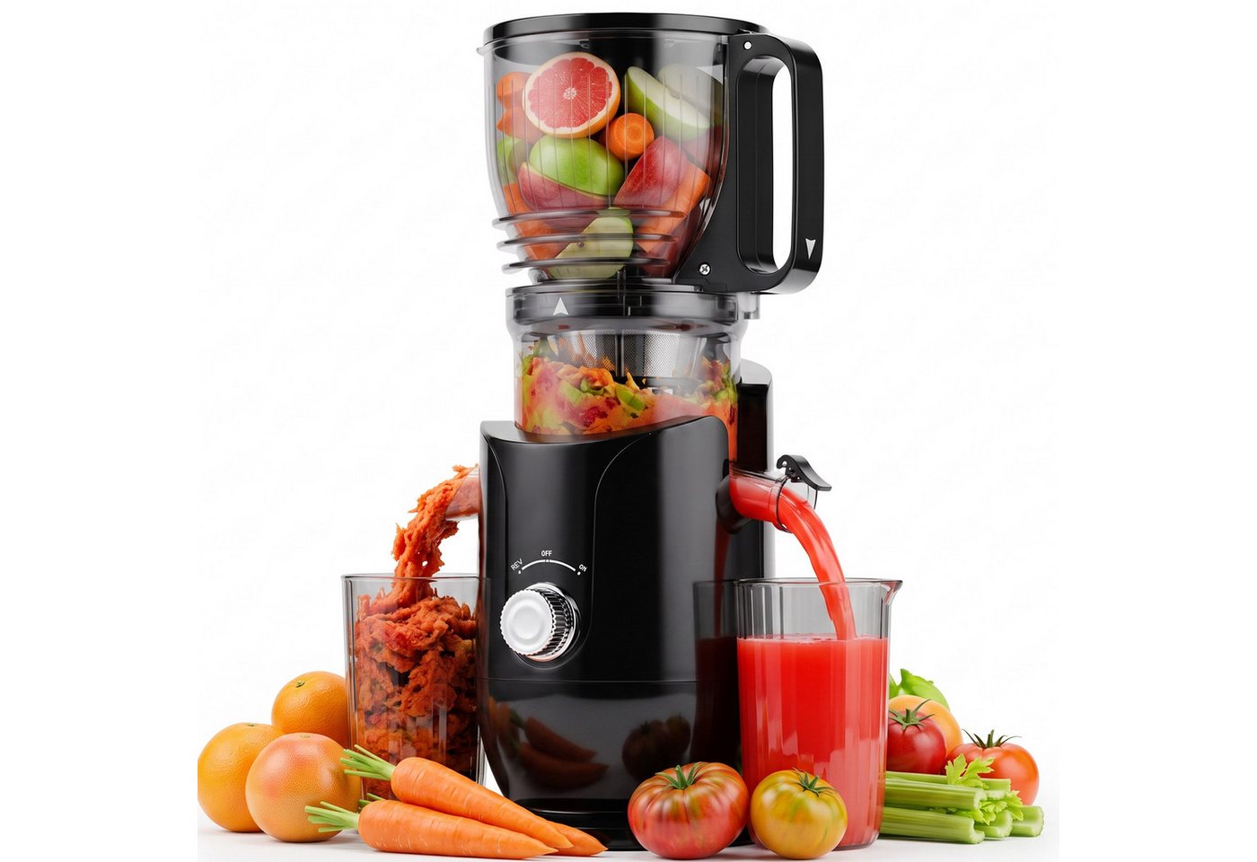 CkeyiN Pro Entsafter für Ganze Obst und Gemüse,Slow Juicer mit 148MM Breite,Juicer Machine, 300 W, mit 550 ml-Becher,Spülmaschinenfest & Abnehmbare Teile Bild 4
