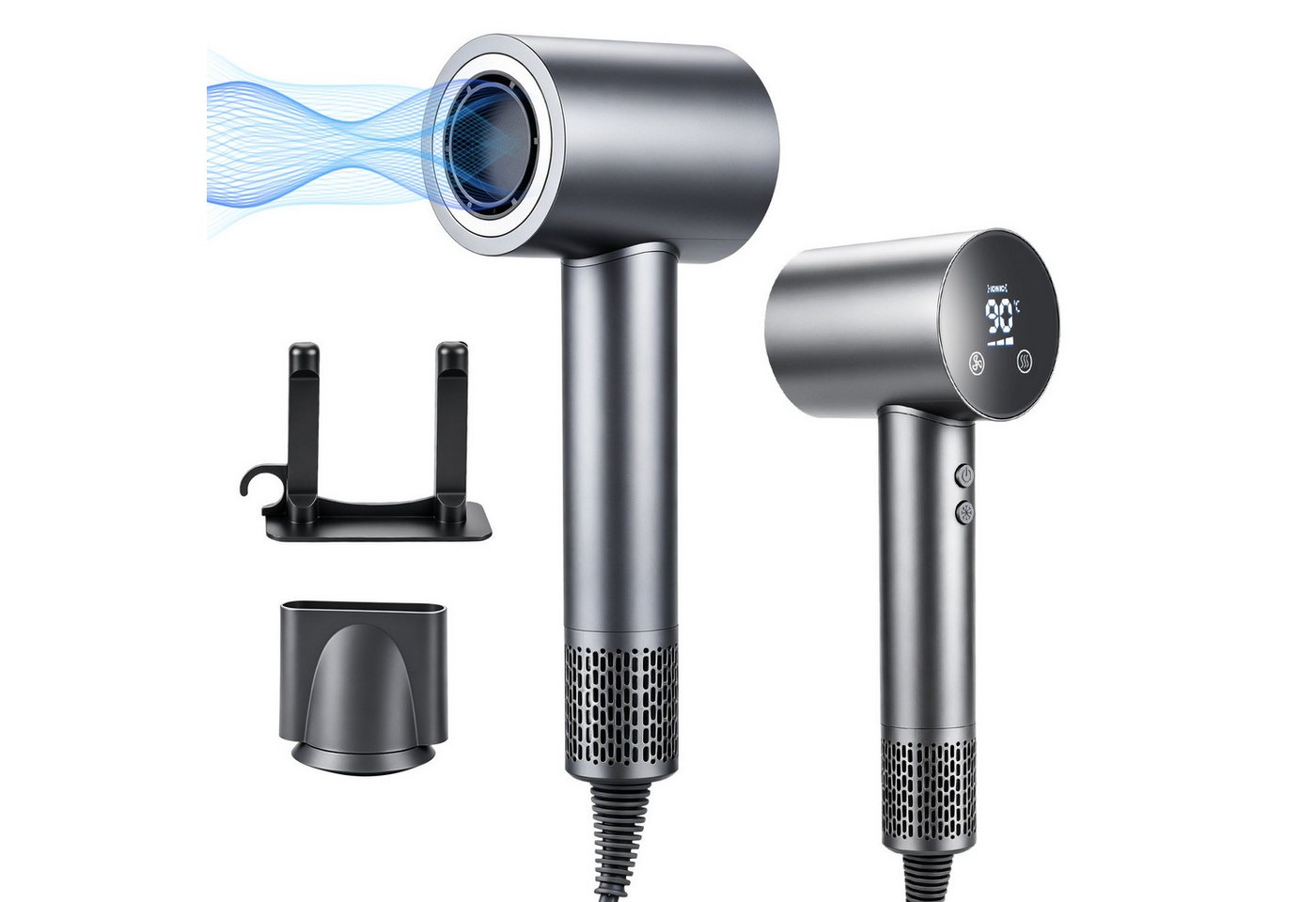 CkeyiN Pro Haartrockner Ionic,Hair Dryer Leise,Haarföhn 110000 RPM,30℃/50℃/70℃/90℃, 1500 W, Mit Magnetdüse,36m/s,Schnelles Trocknen,Kaltlufttaste, für alle Haarlängen und -strukturen Bild 5