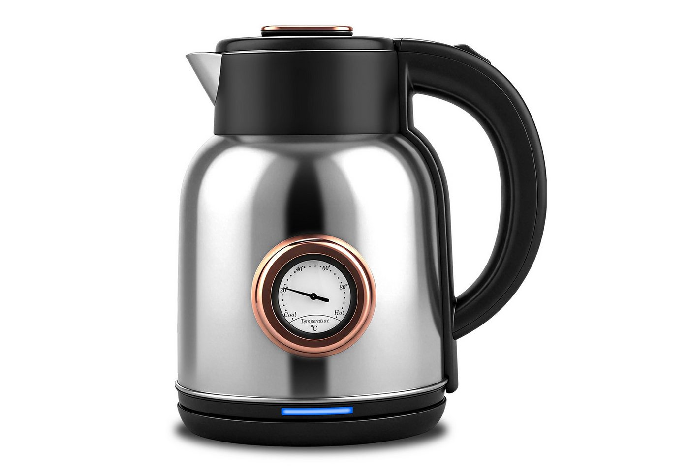 CkeyiN Pro Wasserkocher 304 Edelstahl,2L,Echtzeit-Thermometer,360°-Basis, 1500 W, Überhitzungsschutz, Trockengehschutz,Sprungdeckel,Leuchtanzeige Bild 4