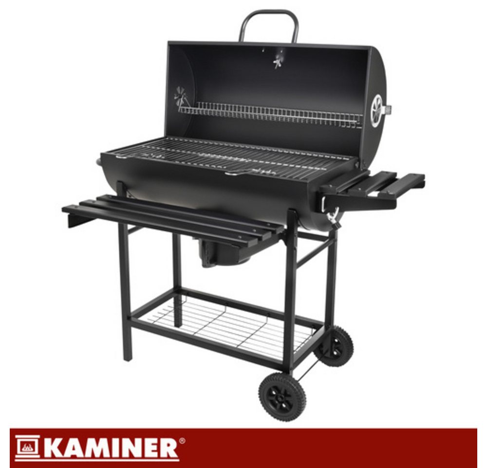 Kaminer Standgrill Holzkohlegrill Grillwagen Barbecue, Deckelthermometer, 2 Grillroste, Abdeckung, Zubehör-Set Bild 2