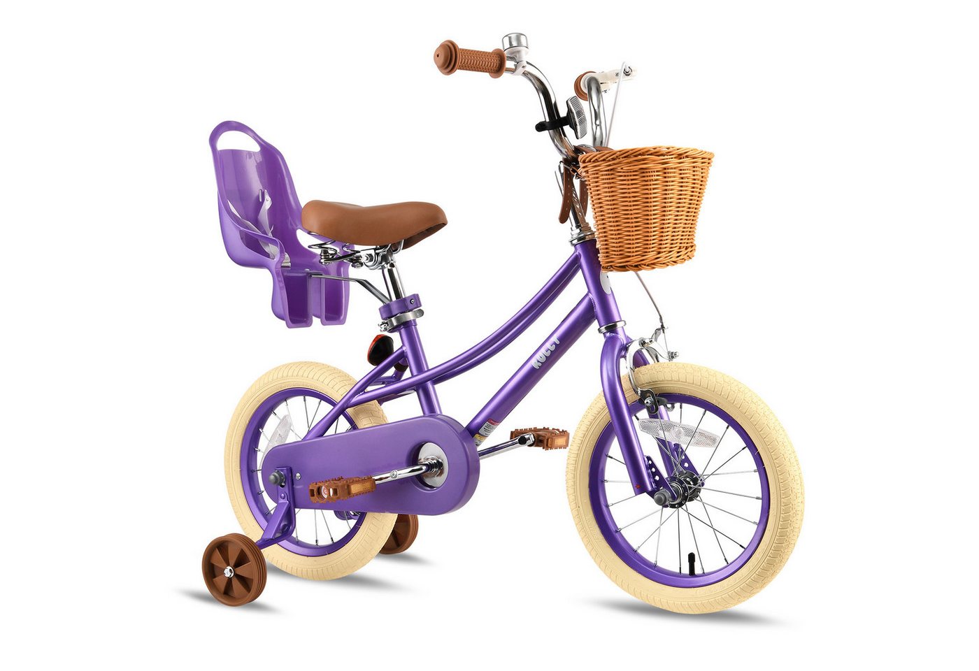 RULLY Kinderfahrrad Kinderfahrrad für Mädchen 12/14/16 Zoll mit Stützrädern, 2–7 Jahre, 1 Gang, Mit Korb, Puppensitz, Stützrädern, Schutzblech & Glocke