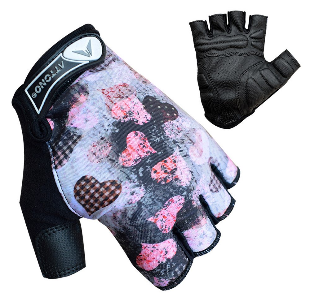 ATTONO Fahrradhandschuhe Damen Fahrrad Handschuhe mit Gel-Polster und Frottee-Daumen